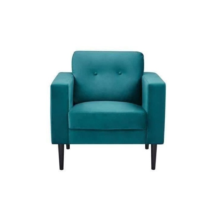 Fauteuil LEON -Tissu velours - Emeraude - L 80 x P 82 x 84 cm