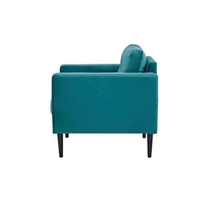 Fauteuil LEON -Tissu velours - Emeraude - L 80 x P 82 x 84 cm