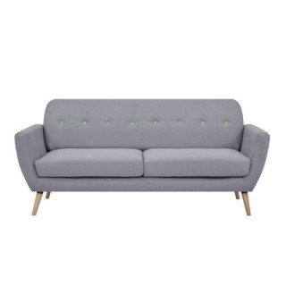 Canapé 3 places - Tissu Gris clair - Pieds en bois - L 193 x P 79 x H