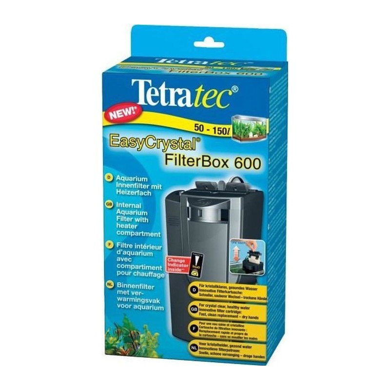 TETRA EasyCrystal filterbox 600 filtre intérieur - 600 l/h - pour aquariums de 50 a 150 litres