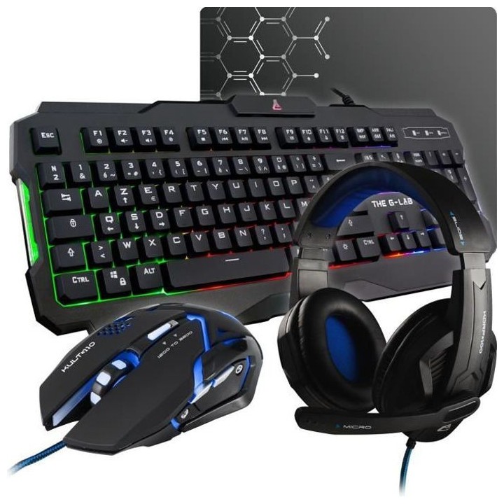 THE G-LAB COMBO ARGON Clavier FR Rétroéclairé Performance + Souris