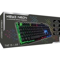 THE G-LAB Clavier Gaming KEYZ-NEON - Rétroéclairé - Filaire - 19 touches anti-ghosting - 12 raccourcis multimédia - AZERTY