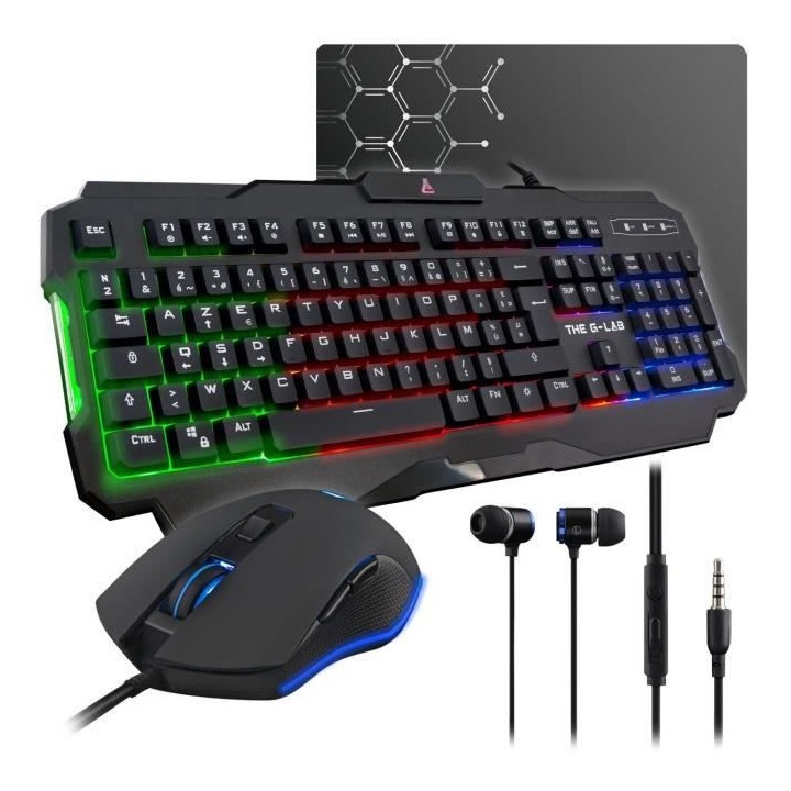 THE G-LAB COMBO HELIUM Clavier FR Rétroéclairé Performance + Souris