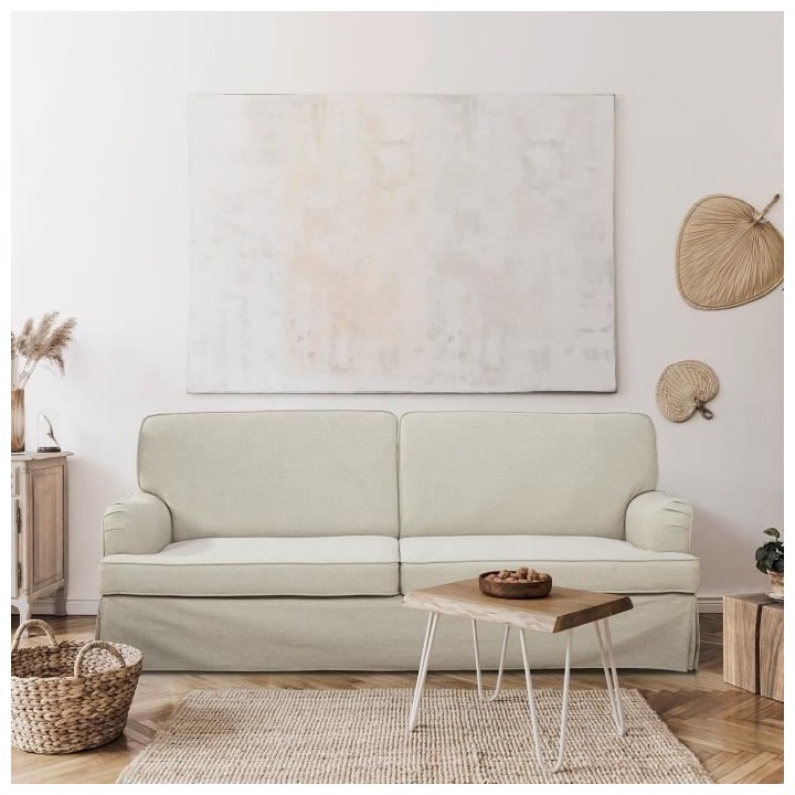 LUZ Canapé convertible - Tissu Beige - L 206 x P 95 x H 81 cm