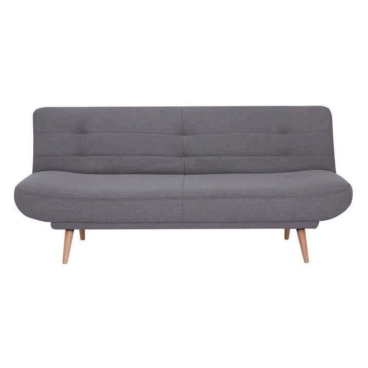 Clic-clac - Tissu gris avec pietement en bois - L 188 x P 86 x 88 cm -