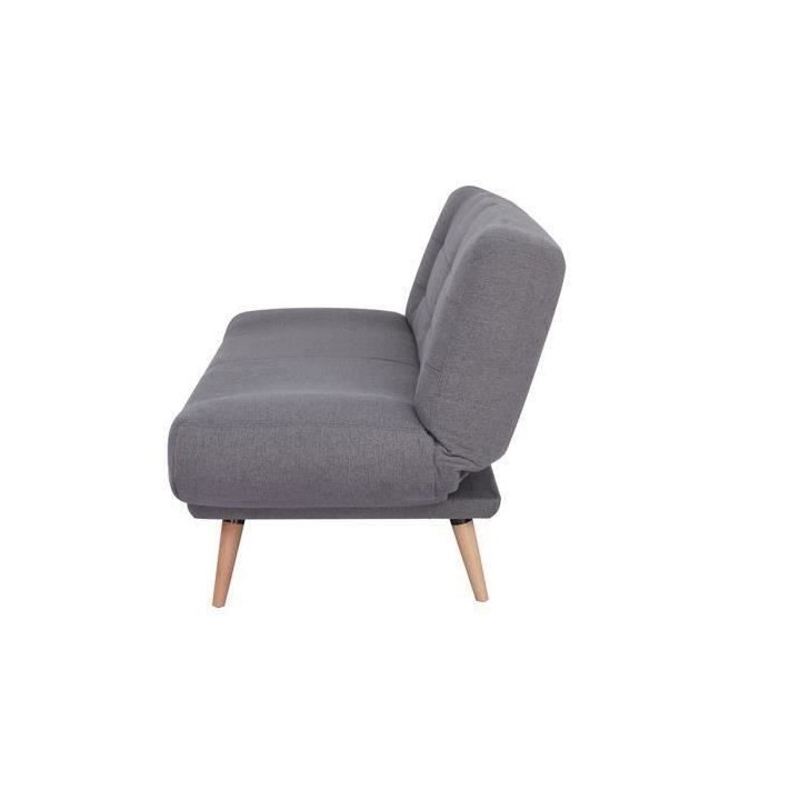 Clic-clac - Tissu gris avec pietement en bois - L 188 x P 86 x 88 cm -