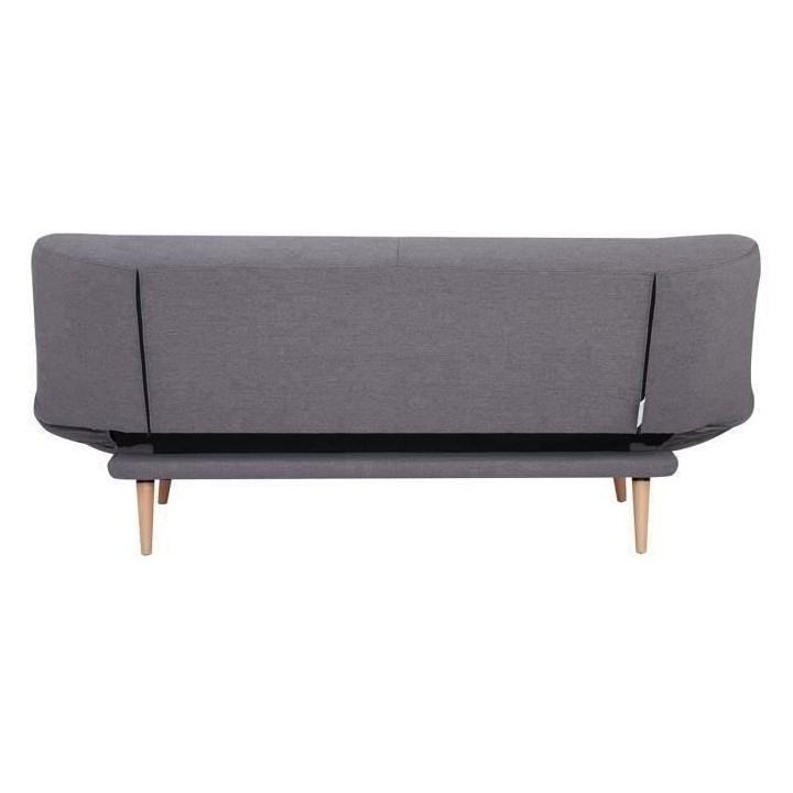 Clic-clac - Tissu gris avec pietement en bois - L 188 x P 86 x 88 cm -