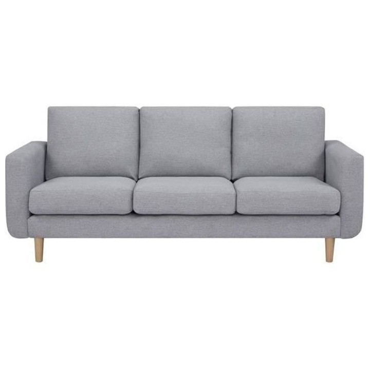 Canapé 3 places - Tissu gris clair - Contemporain - L 199 x P 81,5 x