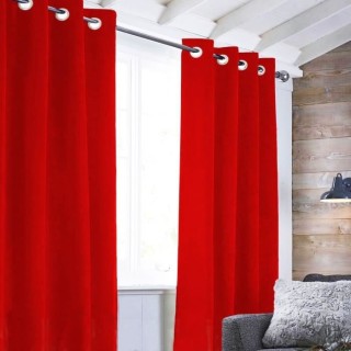 Rideau Velvet a oeillets - 140 x 250 cm - Rouge