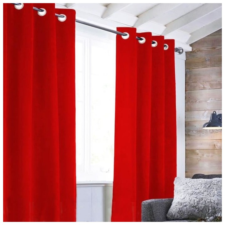Rideau Velvet a oeillets - 140 x 250 cm - Rouge