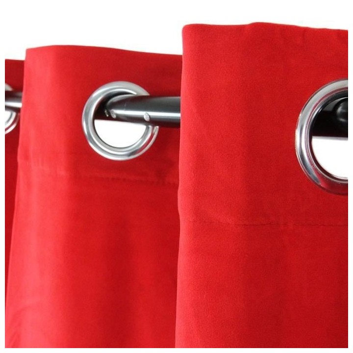 Rideau Velvet a oeillets - 140 x 250 cm - Rouge