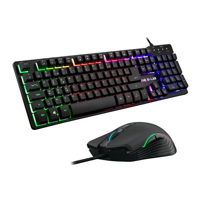 Combo KRYPTON - THE G-LAB - Pack Clavier et Souris Gamer Filaire Rétro - Éclairage RGB