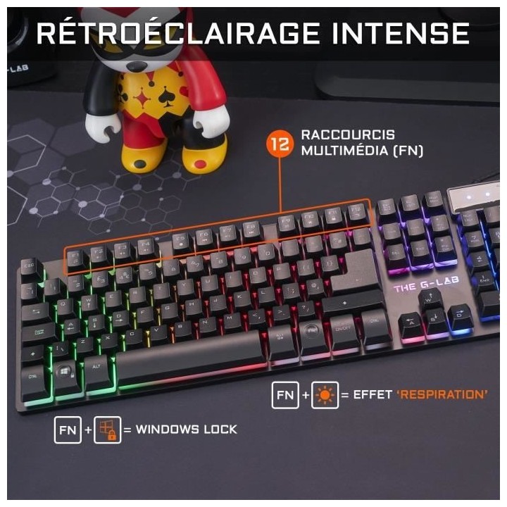 Combo KRYPTON - THE G-LAB - Pack Clavier et Souris Gamer Filaire Rétr