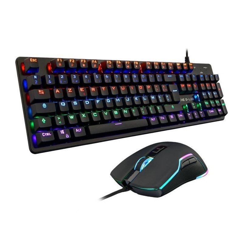 Combo CARBON - THE G-LAB - Pack Clavier et Souris Gamer RGB Filaire - Clavier Gaming Mécanique