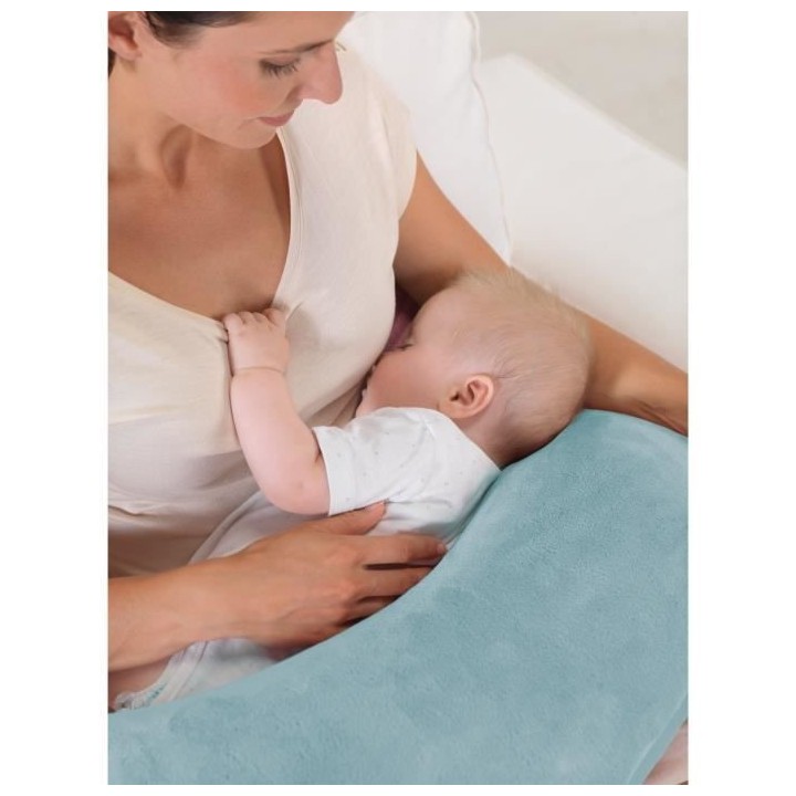THERALINE Coussin d'allaitement La Lune peluche 140x27cm taupe
