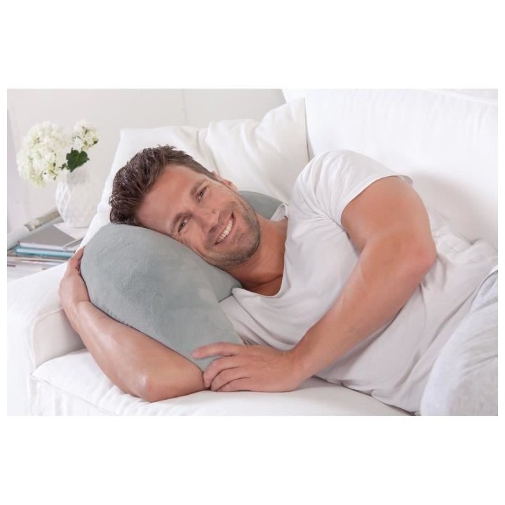 THERALINE Coussin d'allaitement La Lune peluche 140x27cm taupe