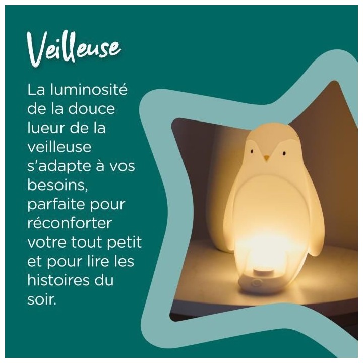 TOMMEE TIPPEE Grobrite - Veilleuse Pingouin 2-en-1 nomade