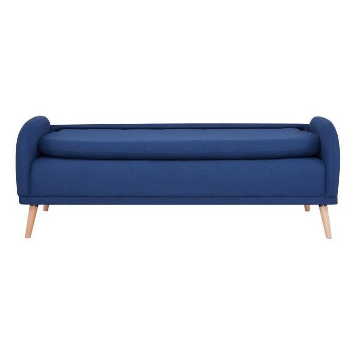 Canapé fixe 3 places ORCA -Tissu Bleu - L 186 x P 80 x 89 cm