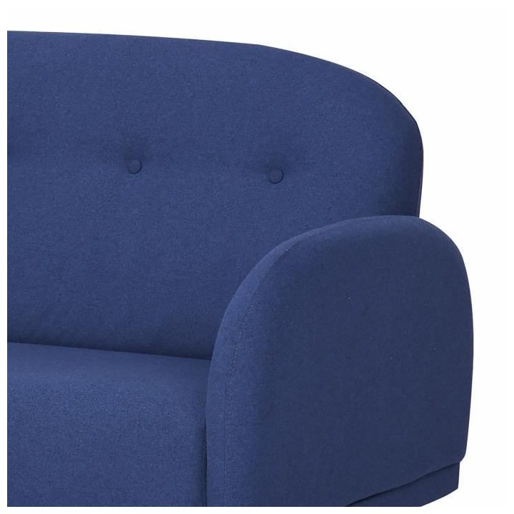 Canapé fixe 3 places ORCA -Tissu Bleu - L 186 x P 80 x 89 cm