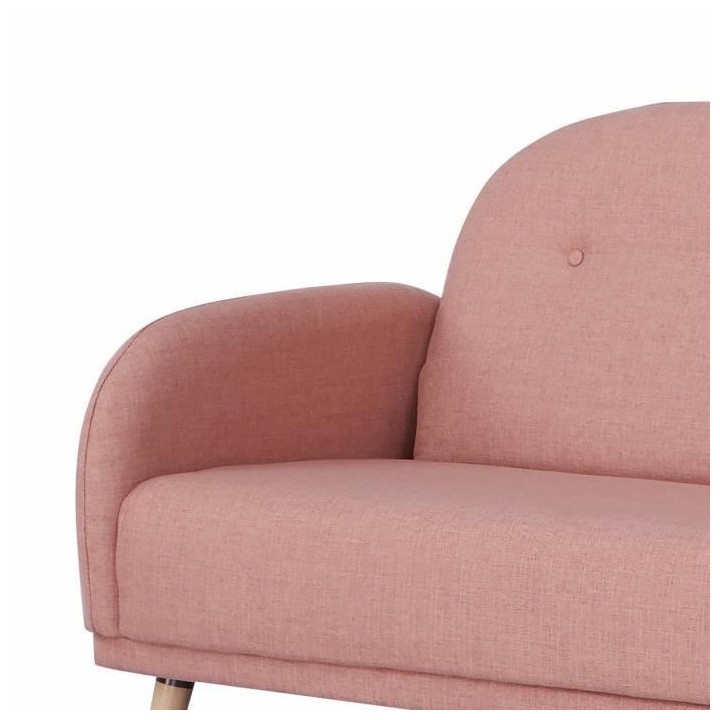 Canapé fixe 3 places ORCA -Tissu Rose - L 186 x P 80 x 89 cm