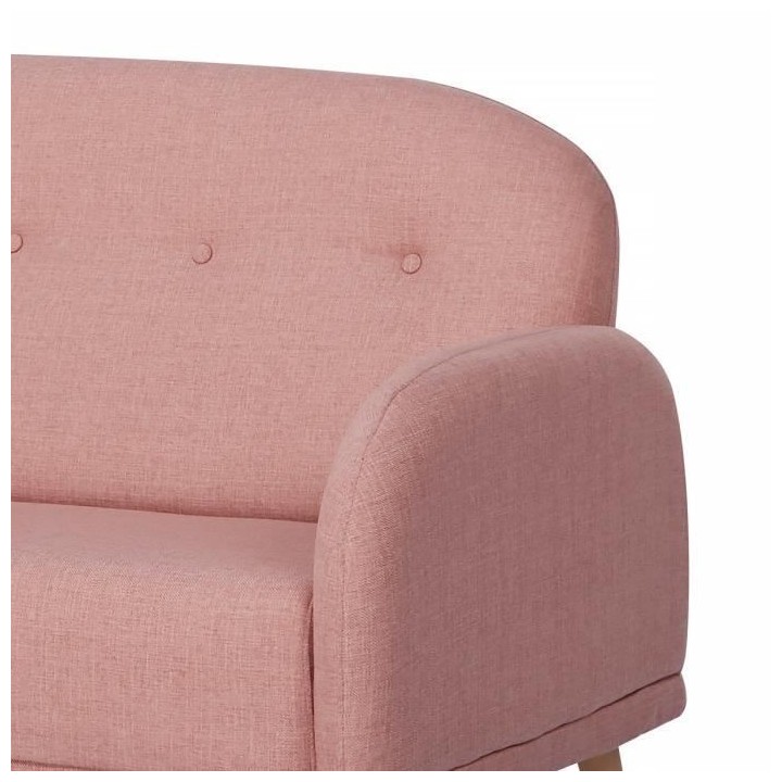 Canapé fixe 3 places ORCA -Tissu Rose - L 186 x P 80 x 89 cm