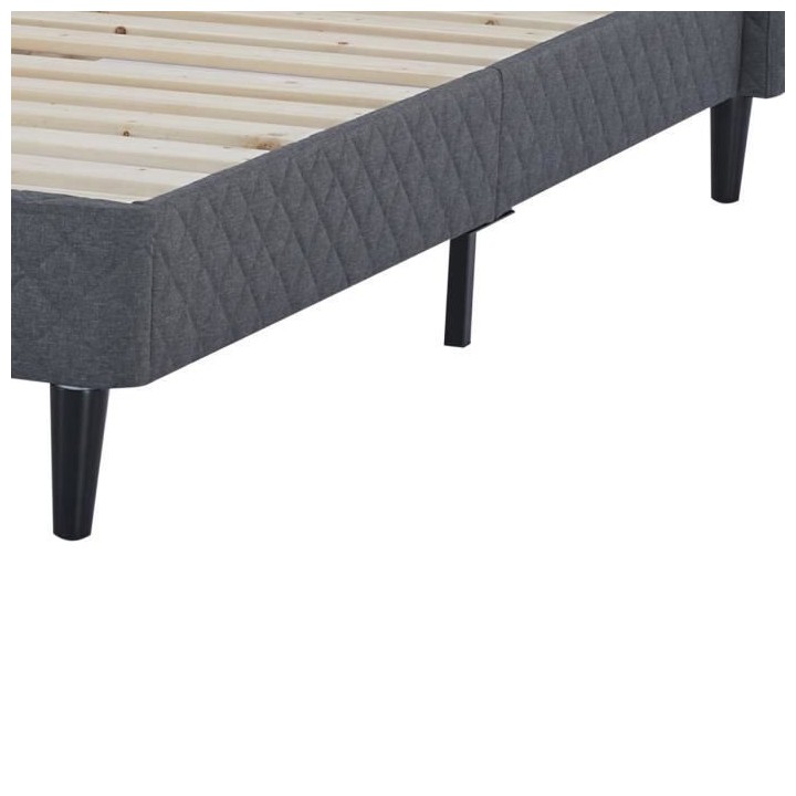 Lit adulte OTTO - 140 x 190 cm - Tissu gris - Sommier a lattes