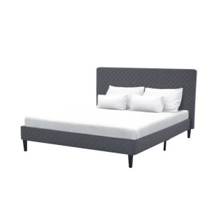 Lit adulte OTTO - 160 x 200 cm - Tissu Gris - Sommier a lattes