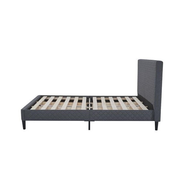 Lit adulte OTTO - 160 x 200 cm - Tissu Gris - Sommier a lattes
