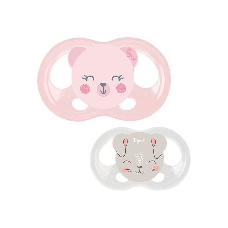 TIGEX 2 Sucettes Soft Touch Silicone Taille 6-18 m Biche Chat Fille