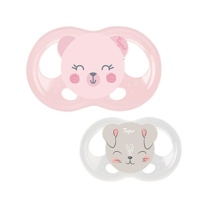 TIGEX 2 Sucettes Soft Touch Silicone Taille 6-18 m Biche Chat Fille