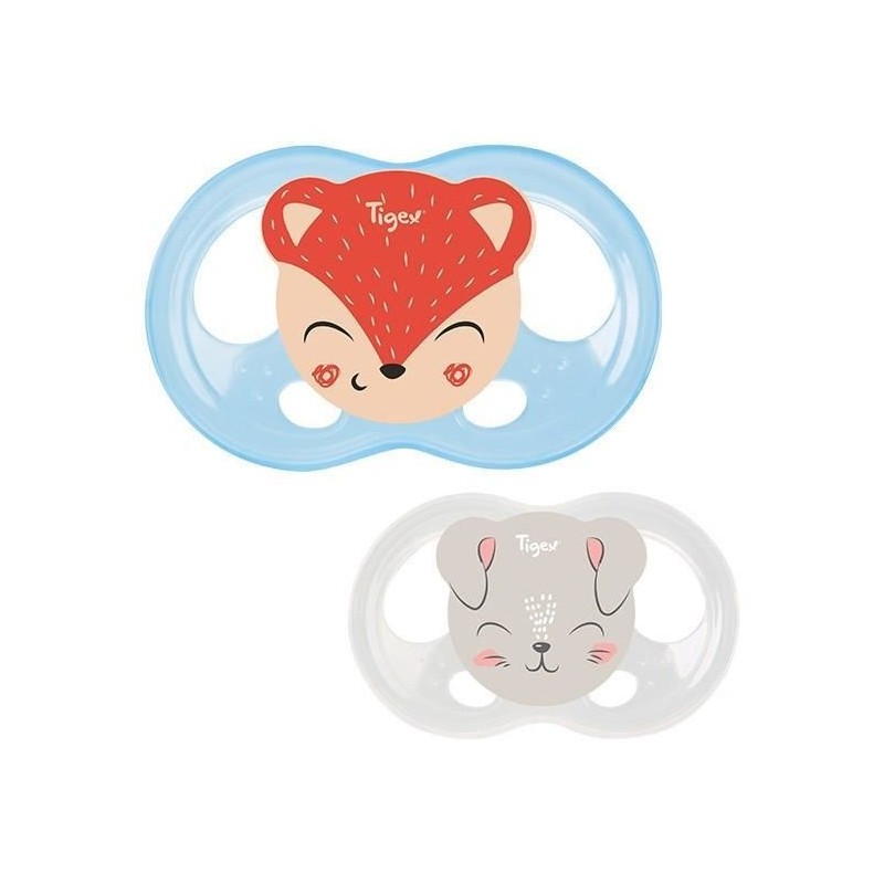 TIGEX 2 Sucettes Soft Touch Silicone Taille 6-18 m Ourson Chat