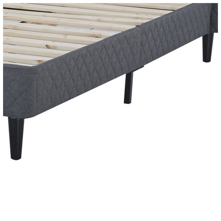 Lit adulte OTTO - 160 x 200 cm - Tissu Gris - Sommier a lattes