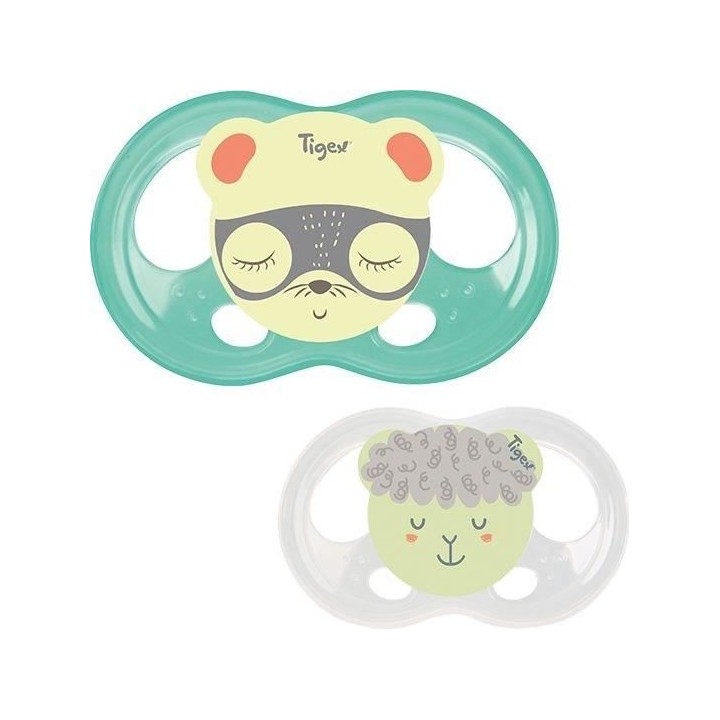 TIGEX 2 Sucettes SOFT TOUCH NIGHT Silicone +18m PHOSPHO