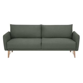 Canapé convertible Clic-clac 2 places - Tissu vert et pieds en bois -