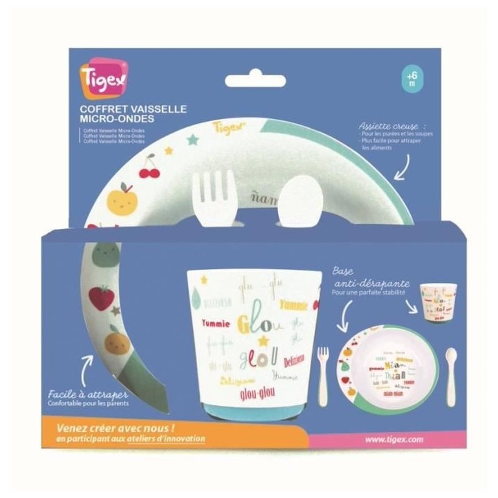 TIGEX Coffret Vaisselle Micro-ondes Miam-Miam