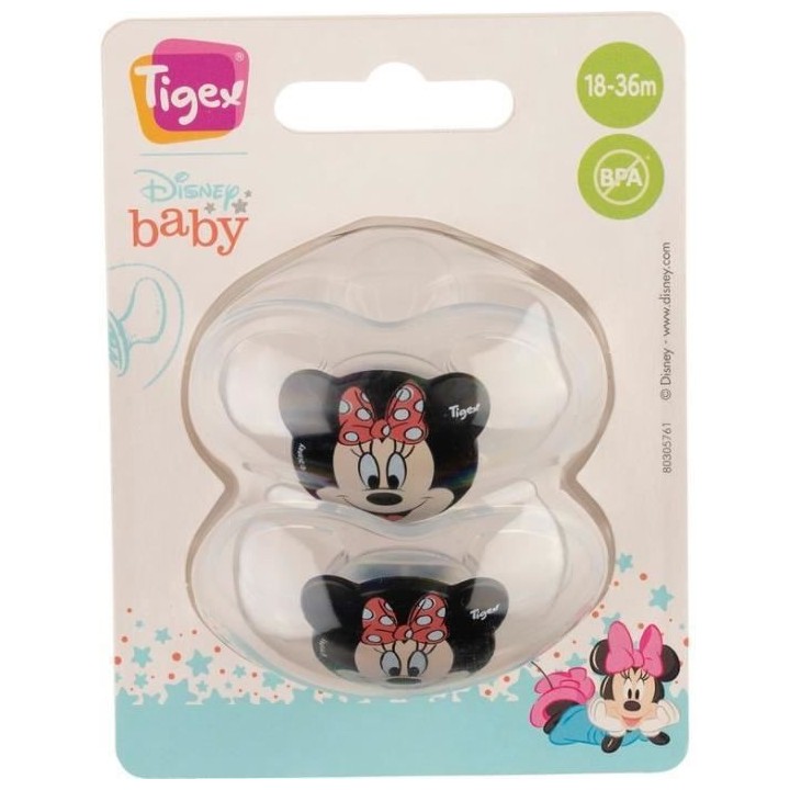 TIGEX Lot 2 sucettes Soft Touch Friends Minnie - 18-36 mois
