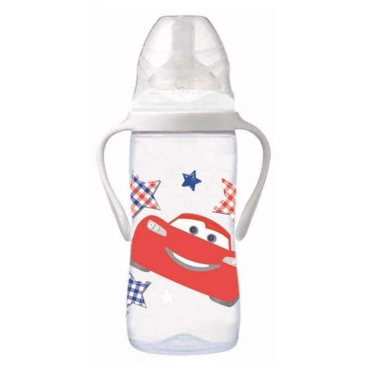 TIGEX Biberon d'apprentissage Cars - Col large - 3 vitesses - 300 ml -