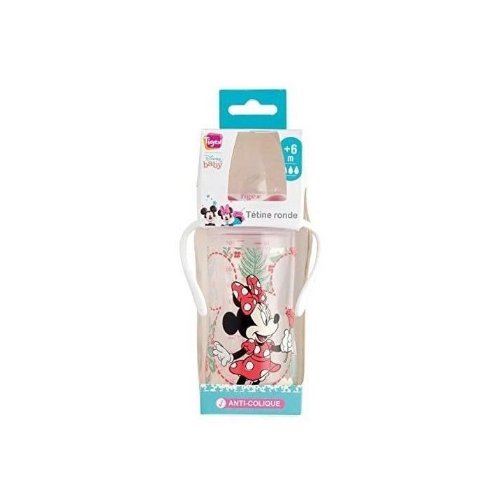 TIG Biberon d'apprentissage Minnie - Col large - 3 vitesses - 300 ml -