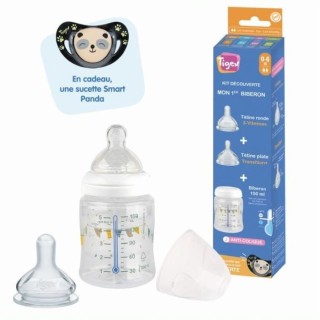 TIGEX Kit Biberon 150 ml + 2 tétines + 1 sucette - Temperature Contro