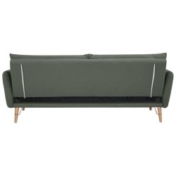 Canapé convertible Clic-clac 2 places - Tissu vert et pieds en bois - L 200 x P 87 x 84 cm - ARCO