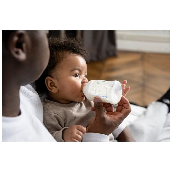 TIGEX Biberon Col Large Multi Flow 1er Age 150 ml Tétine 0-6 Mois Dé