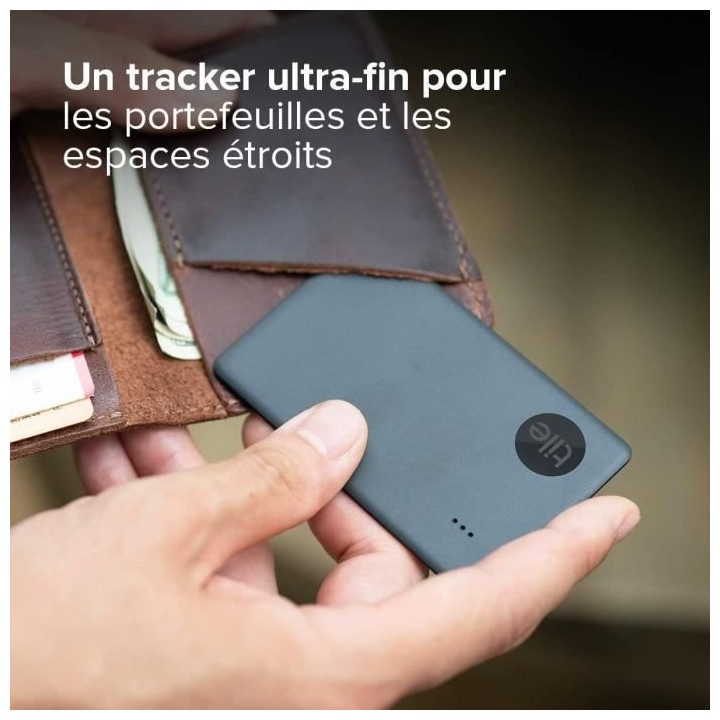 Tile Slim Noir - Localisateur d'objet Bluetooth. Portée de 60 m
