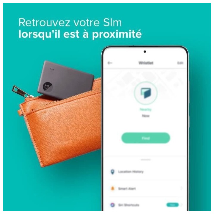 Tile Slim Noir - Localisateur d'objet Bluetooth. Portée de 60 m
