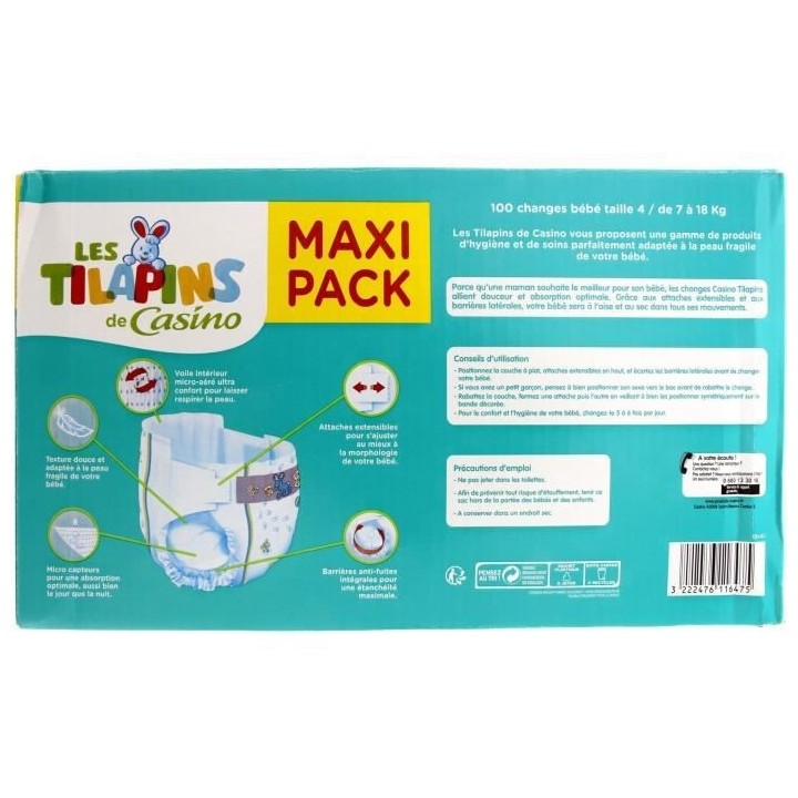 LES TILAPINS 100 Couches Taille 4