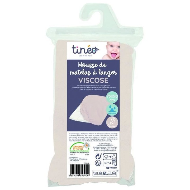 Tineo Housse de matelas a langer viscose de bambou