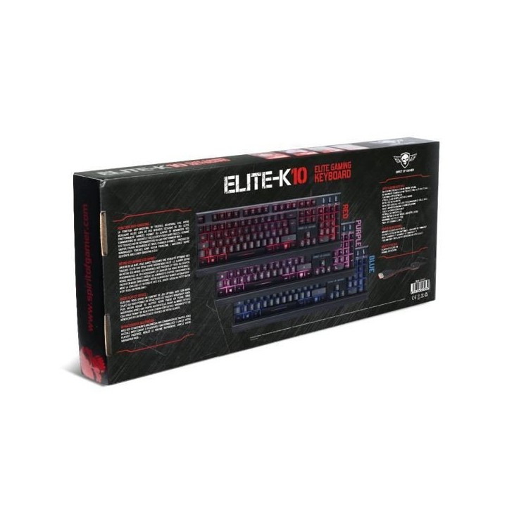 SPIRIT OF GAMER Clavier Gamer ELITE-K10 - Rétro-éclairé 3 coloris -