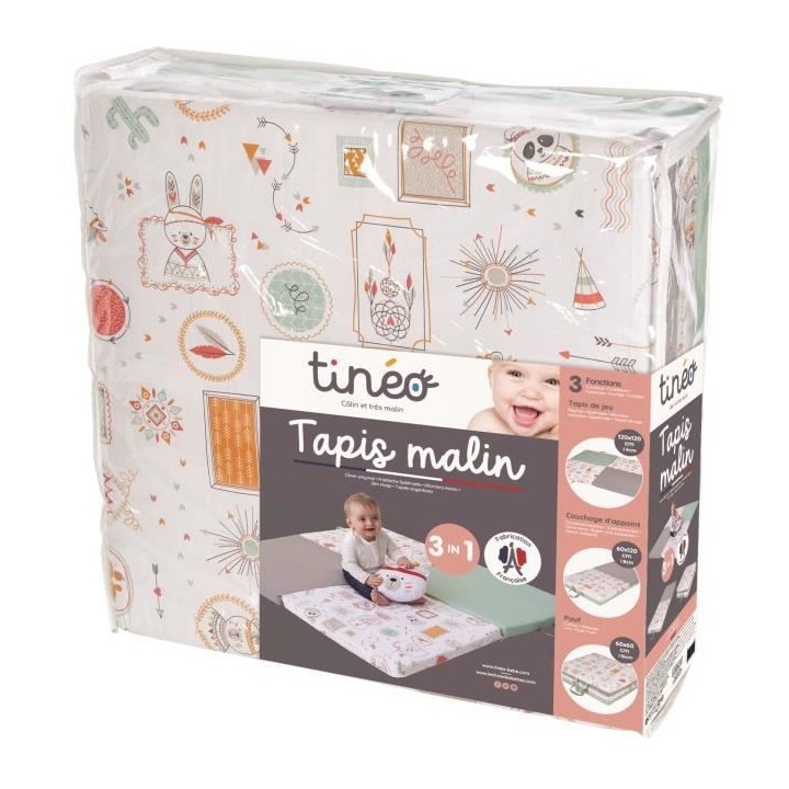 TINEO Tapis Malin Indian Spirit 3 en 1 - Evolutif - Déhoussable - 120
