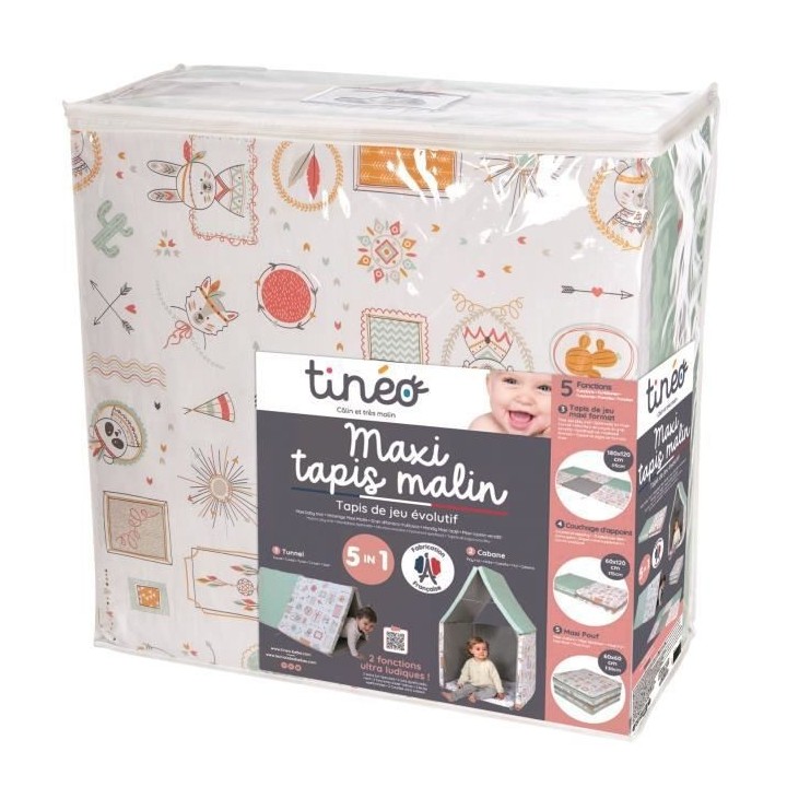 TINEO Maxi Tapis Malin Indian Spirit 5 en 1 - Evolutif - Déhoussable