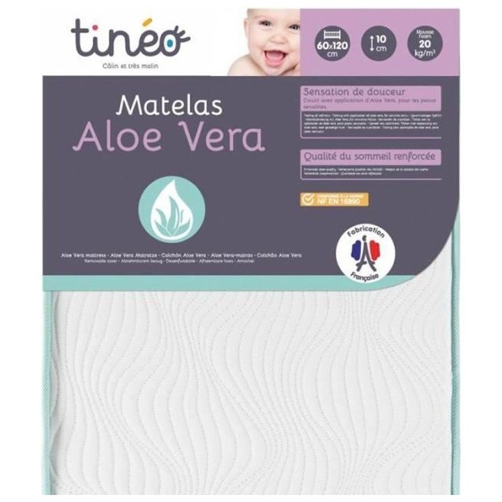 Matelas Aloe vera TINEO SOMMEIL 60x120 cm - Epaisseur 10 cm