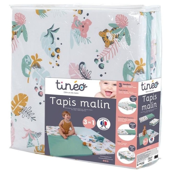 Tinéo Éveil Tapis Malin Jungles Buddies 3 en 1 - Evolutif - Déhouss
